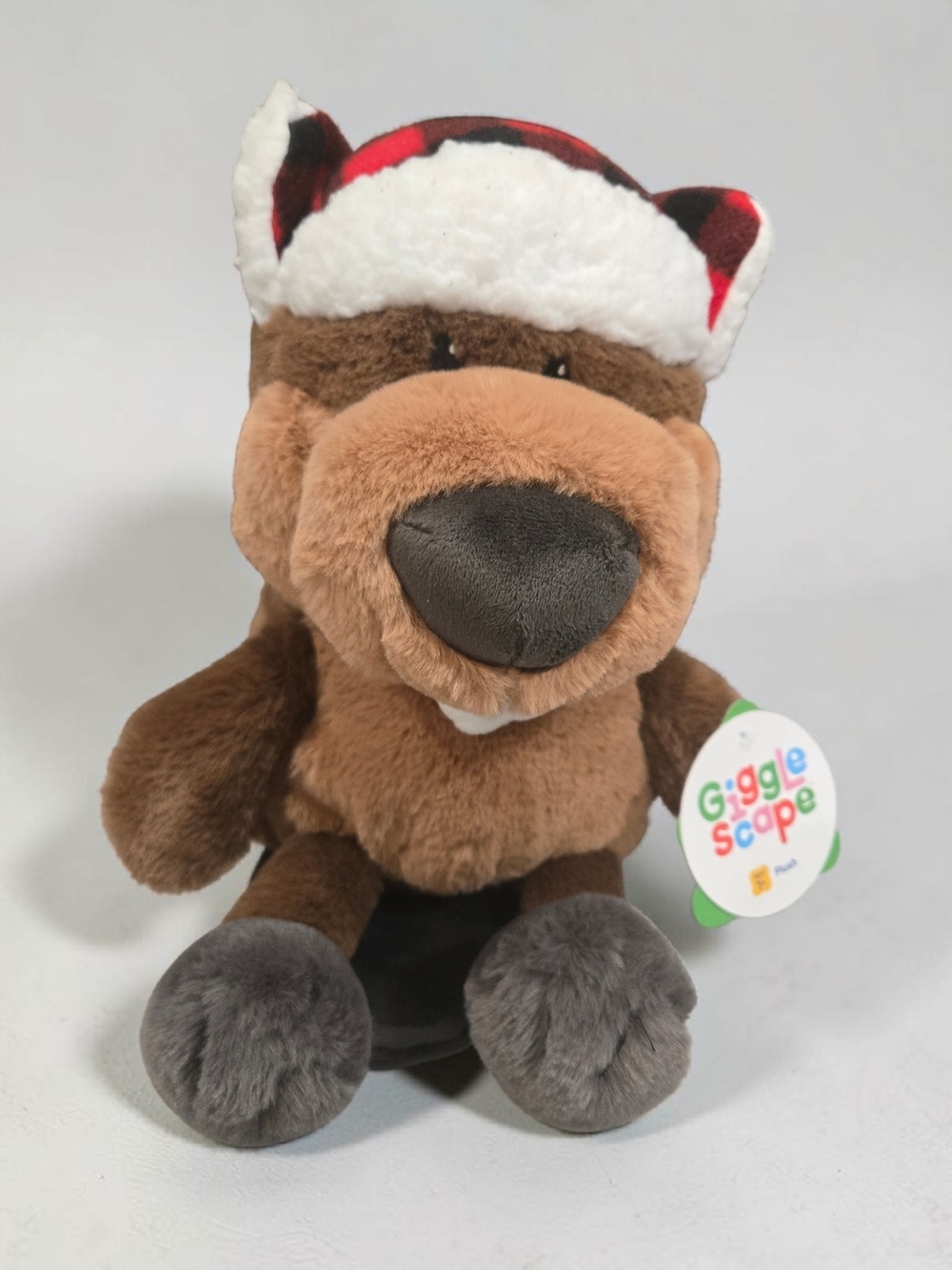 Giggle Scape Whimsical Beaver With Winter Hat 12.5" Plush